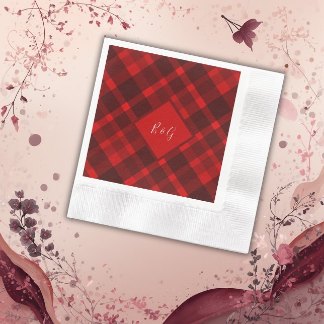 red black scottish celtic tartan wedding pattern napkin (Creator Uploaded)