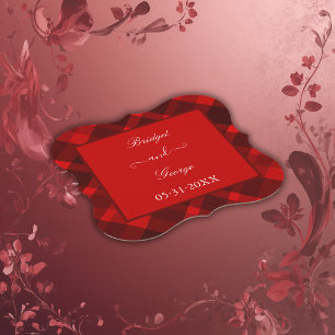 red black scottish celtic tartan wedding pattern paper coaster