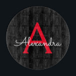 Red Black Script Girly Monogram Name Cutting Board<br><div class="desc">Red and Black Simple Script Monogram Name Cutting Board. This makes the perfect graduation,  birthday,  wedding,  bridal shower,  anniversary,  baby shower or bachelorette party gift for someone that loves glam luxury and chic styles.</div>