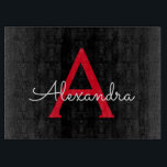 Red Black Script Girly Monogram Name Cutting Board<br><div class="desc">Black and Red Simple Script Monogram Name Cutting Board. This makes the perfect graduation,  birthday,  wedding,  bridal shower,  anniversary,  baby shower or bachelorette party gift for someone that loves glam luxury and chic styles.</div>