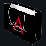 Red Black Script Girly Monogram Name Large Gift Bag<br><div class="desc">Black and Red Simple Script Monogram Name Gift Bag. This makes the perfect sweet 16 birthday,  wedding,  bridal shower,  anniversary,  baby shower or bachelorette party gift bag for someone that loves glam luxury and chic styles.</div>