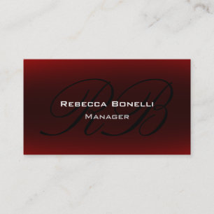 Red Black Script Monogram Manager Business Card