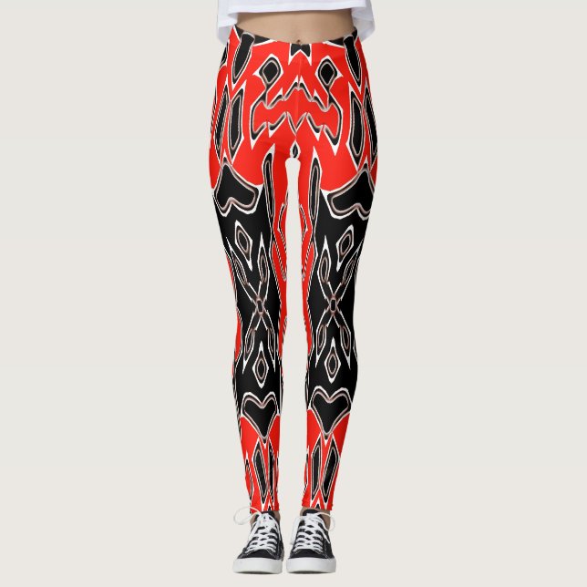 Red & black seamless "Ratti_Creative_Arts" Leggings (Front)