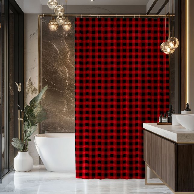 Red Black Shower Curtain Cosy Gift for New Start (Red Black Shower Curtain Cozy Gift for New Start)