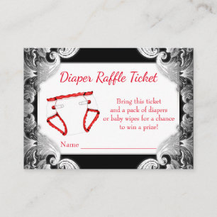 Red Black Silver Diaper Raffle Tickets Enclosure Card