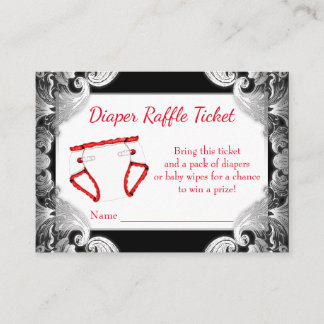 Red Black Silver Diaper Raffle Tickets Enclosure Card