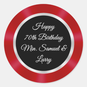 Red, Black, Silver, Samuel 70th Birthday Stickers