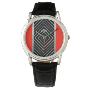 Red, black, silver stripes eWatch Watch