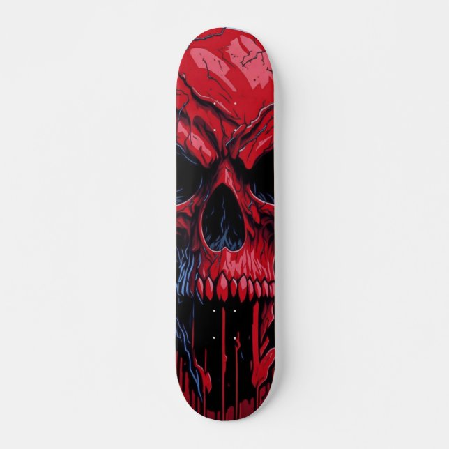 Red & Black Skull - Numb-Skulls Design #2 Skateboard (Front)