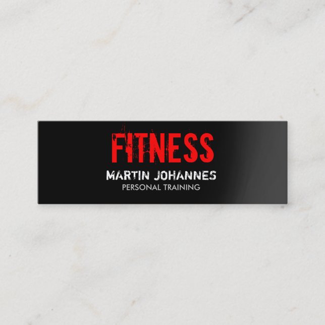 Red Black Slim Fitness Trainer Mini Business Card (Front)