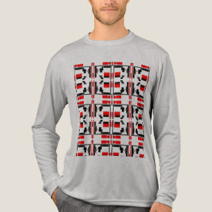 Red Black Small Tiled Shapes Lines Art Design Tri-Blend Shirt
