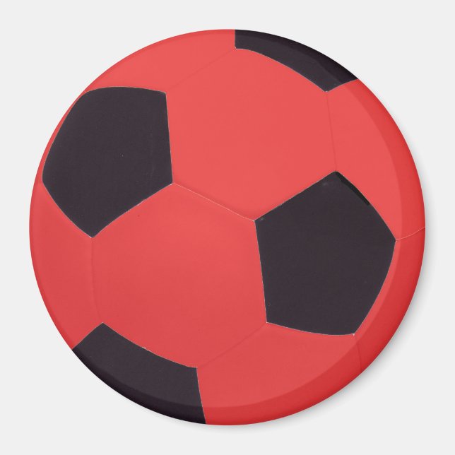 Red & Black Soccer Ball Magnet (Front)