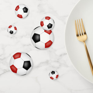 red black soccer balls kids party confetti