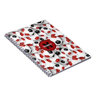 red black soccer balls pattern kids sports notebook