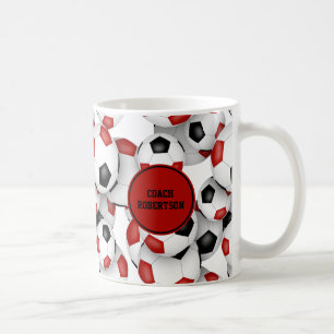 Red black soccer team colours gift for coach coffee mug