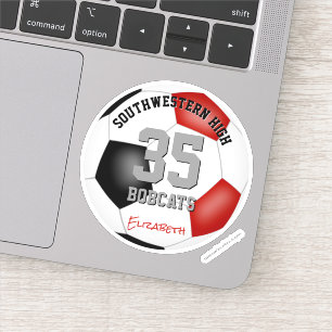 Red black soccer team colours personalised