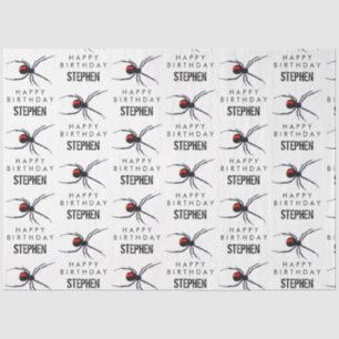 Red & Black Spider Birthday Party Theme & Name Tissue Paper