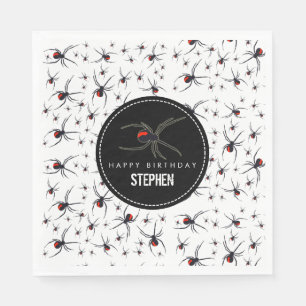 Red & Black Spider Birthday Party Theme Napkin