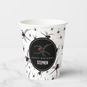 Red & Black Spider Birthday Party Theme Paper Cups