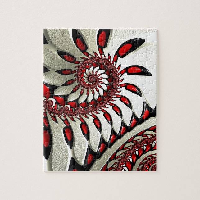 Red & Black Spiral Fractal Jigsaw Puzzle (Vertical)