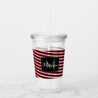 Red Black Spiral Ribbon Stripes Monogram Custom