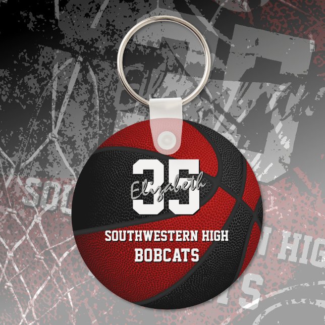 red black sports team colors gifts basketball key ring (Creator Uploaded)