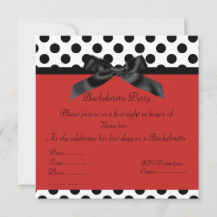 RED BLACK SPOT BACHELORETTE PARTY INVITATION