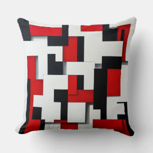 🛋️ Red Black Square Gift Modern Decor ❤️ Cushion