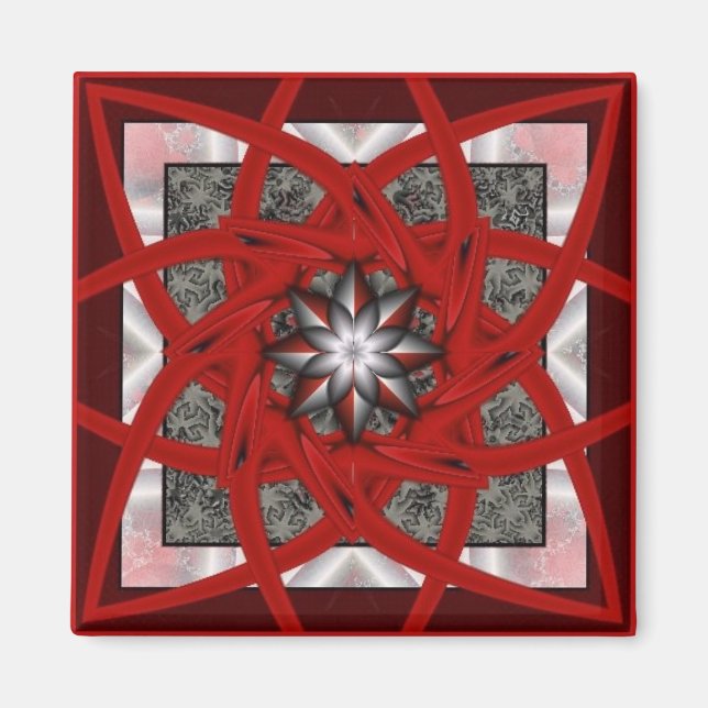 Red Black Star 2 Magnet (Front)