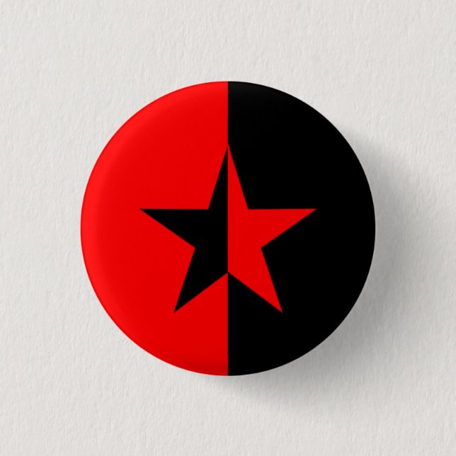 Red/Black Star 3 Cm Round Badge (Front)