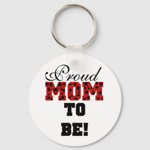 Red/Black Star Text Proud Mum to Be Key Ring