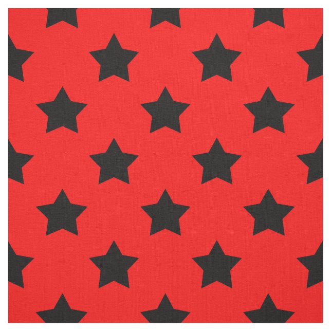 Red Black Stars Pattern Decorative Textile Fabric (Swatch)