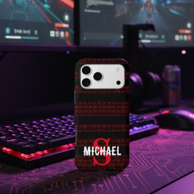 Red & black Stripes aesthetic Custom monogram (Creator Uploaded)