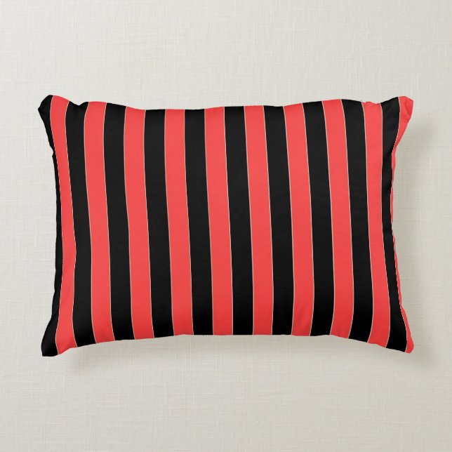 Red Black Stripes  Decorative Cushion (Front)