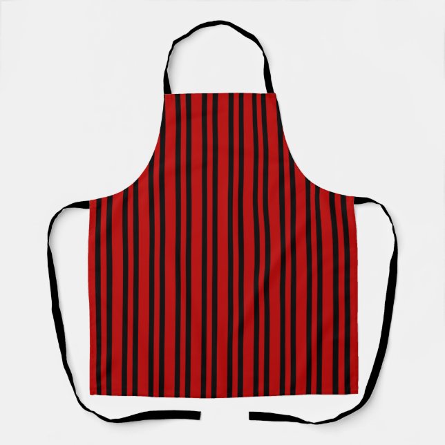 Red Black Stripes Pattern Apron (Front)