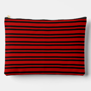 Red Black Stripes Pattern Large Accessory Pouch