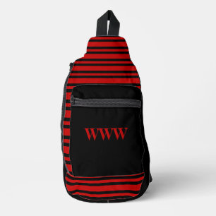 Red Black Stripes Pattern Sling Bag
