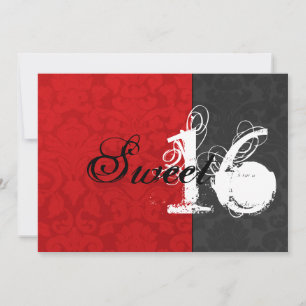 Red & Black Sweet Sixteen Invitations