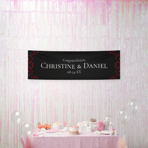 Red & Black Swirl Gothic Wedding Banner