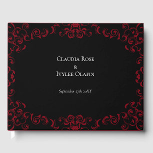 Red & Black Swirl Gothic Wedding Guest Book