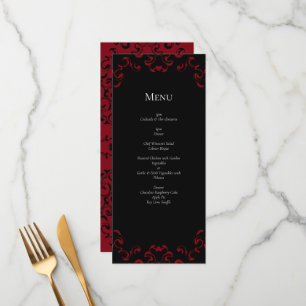 Red & Black Swirl Gothic Wedding Menu