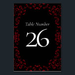 Red & Black Swirl Gothic Wedding Table Number<br><div class="desc">Our beautiful Red & Black Swirl Gothic Wedding design is dark,  yet lovely with our artistic scroll design. They are designed in a collection of several items so your whole wedding can be coordinated with the same style!</div>