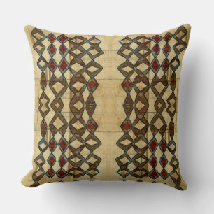 Red Black Tan African Diamond Pattern Tribal Cushion