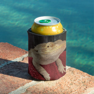 Red Black Tan Lil' Murph Funny Cute Bearded Dragon Can Cooler