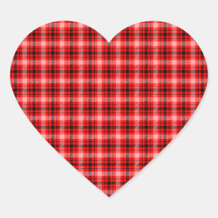 Red Black Tartan Chequered Plaid Pattern-24899 Heart Sticker