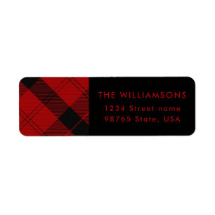 Red Black Tartan Christmas Custom Address