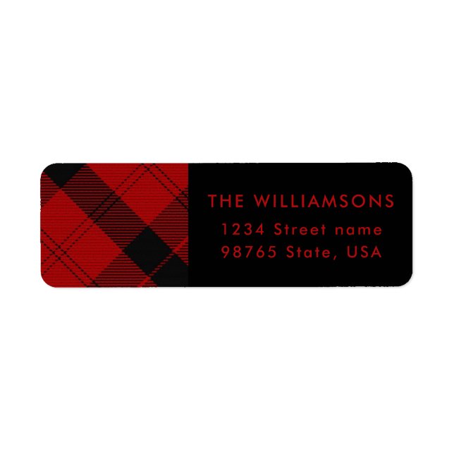 Red Black Tartan Christmas Custom Address (Front)