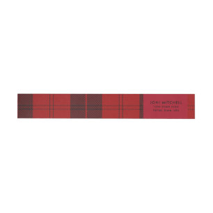 Red Black Tartan Christmas Custom Address Wraparound Address Label
