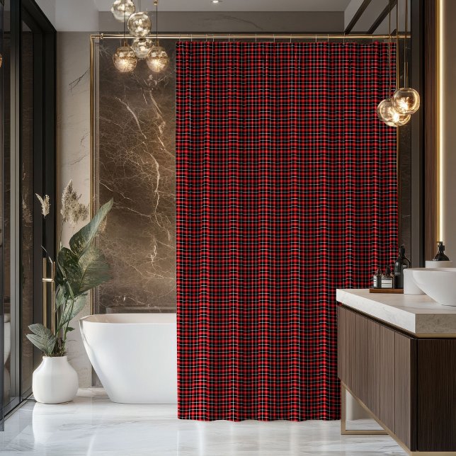 Red Black Tartan Curtain Gift for First Bathroom (Red Black Tartan Curtain Gift for First Bathroom)