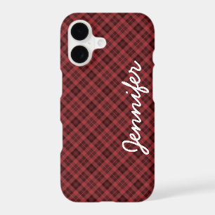 Red Black Tartan Plaid Personalised Name